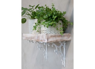 Krémová antik litinová konzole s ornamentem Lilie French - 25*4*25 cm