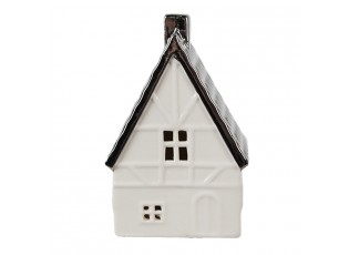 Béžová dekorace porcelánový domek s Led světýlky Christmas House M - 8*7*12 cm