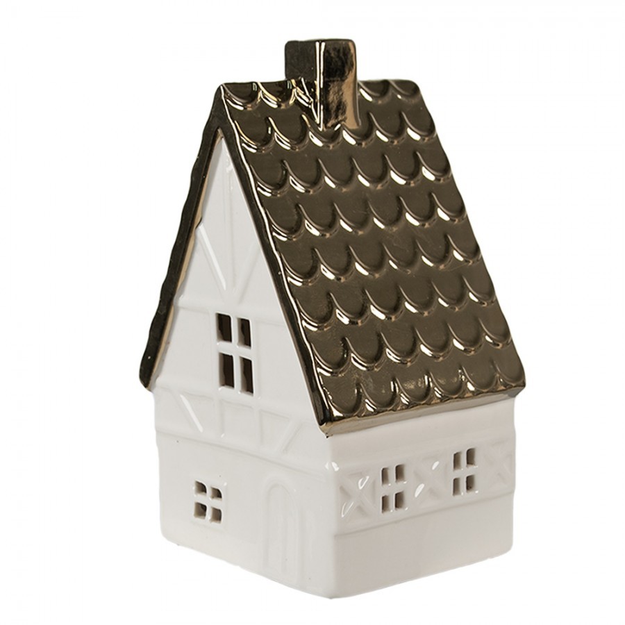 Béžová dekorace porcelánový domek s Led světýlky Christmas House L - 10*8*16 cm Clayre & Eef Béžová dekorace porcelánový domek s Led světýlky Christmas House L - 10*8*16 cm Clayre & Eef