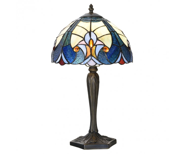 Modrá stolní Tiffany lampa Hilla - Ø 25*40 cm E14/max 1*40W Clayre & Eef