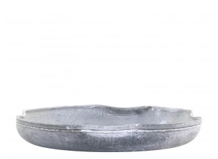 Zinkový antik plechový podnos s ohnutým okrajem Wavy M - Ø 21,5*3cm