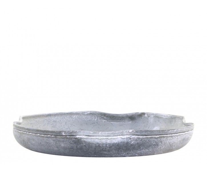 Zinkový antik plechový podnos s ohnutým okrajem Wavy - Ø 21,5*3cm Chic Antique