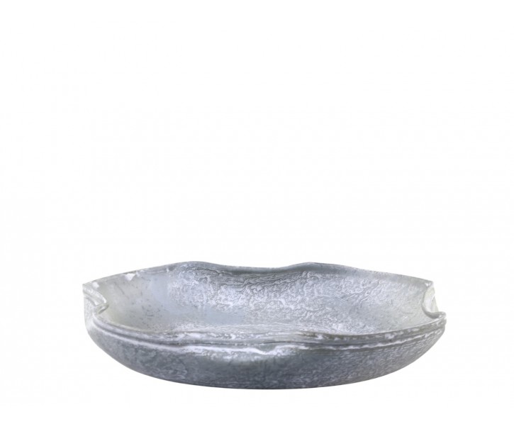 Zinkový antik plechový podnos s ohnutým okrajem Wavy S - Ø 15,5*2,5 cm Chic Antique