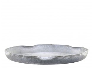 Zinkový antik plechový podnos s ohnutým okrajem Wavy L - Ø 30*3 cm