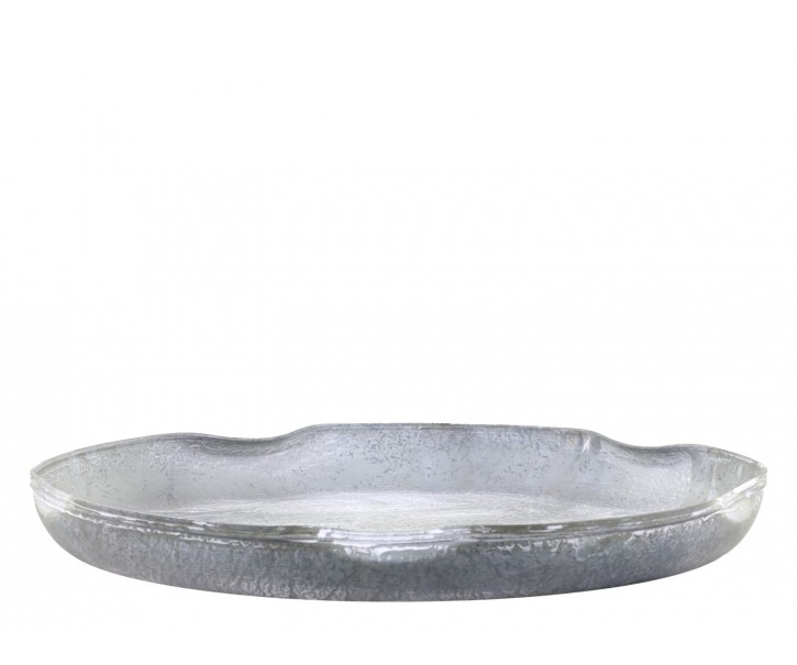 Zinkový antik plechový podnos s ohnutým okrajem Wavy L - Ø 30*3 cm Chic Antique