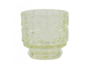 Pastelově žlutý skleněný svícen Bobbi yellow - Ø 9*8,5 cm