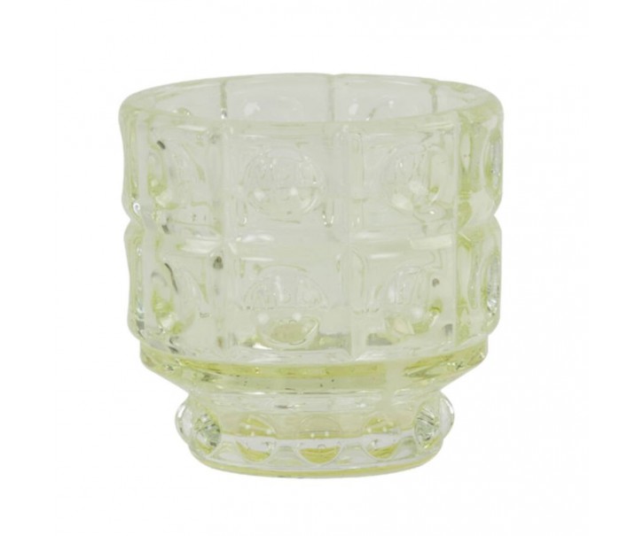 Pastelově žlutý skleněný svícen Bobbi yellow - Ø 9*8,5 cm Light & Living