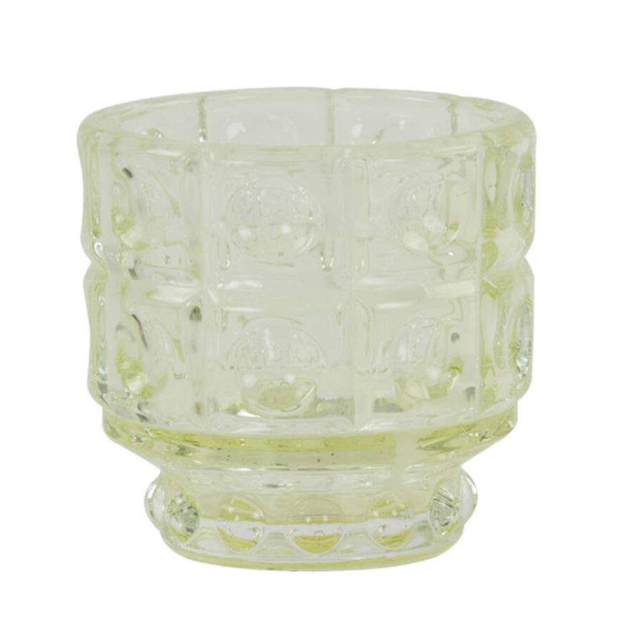 Pastelově žlutý skleněný svícen Bobbi yellow - Ø 9*8,5 cm Light & Living Pastelově žlutý skleněný svícen Bobbi yellow - Ø 9*8,5 cm Light & Living