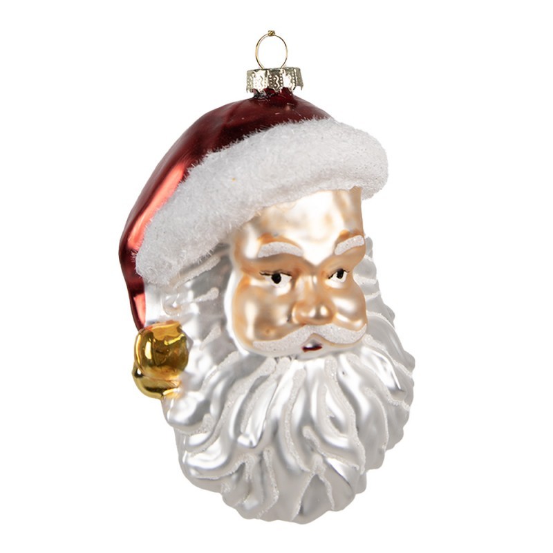 Vánoční skleněná ozdoba hlava Santa - 8*7*12 cm Clayre & Eef Vánoční skleněná ozdoba hlava Santa - 8*7*12 cm Clayre & Eef