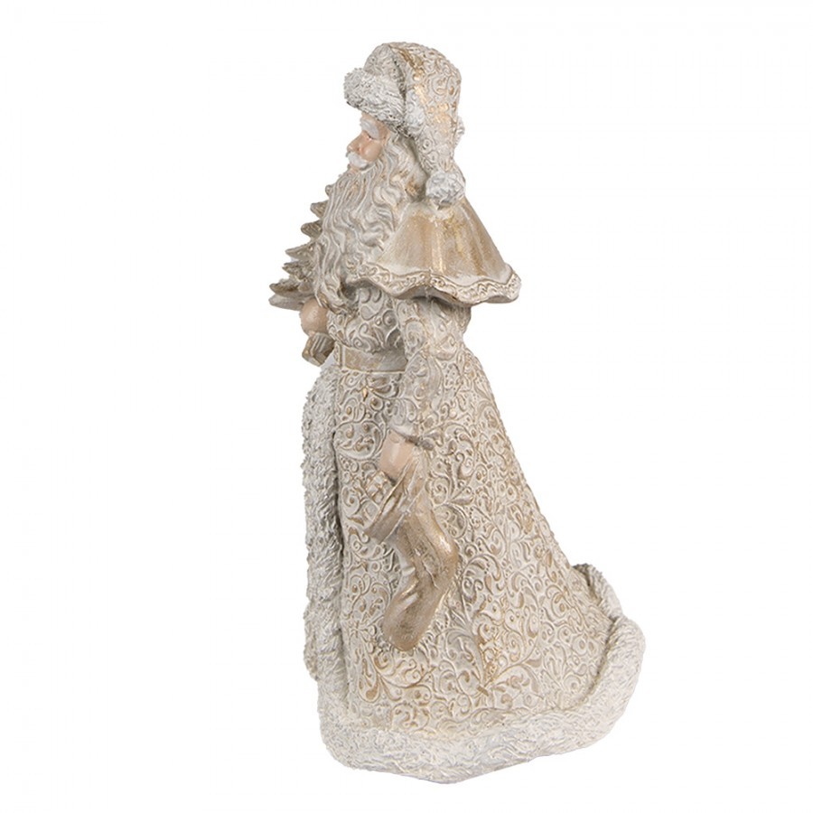 Zlatá vánoční dekorace Santa se stromkem - 8*8*15 cm Clayre & Eef Zlatá vánoční dekorace Santa se stromkem - 8*8*15 cm Clayre & Eef