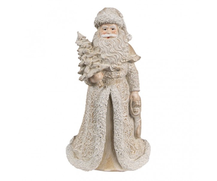 Zlatá vánoční dekorace Santa se stromkem - 8*8*15 cm Clayre & Eef