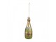 Zelená vánoční skleněná ozdoba láhev šampaňské Champagne - Ø 4*12 cm Clayre & Eef
