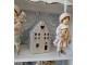 Béžový porcelánový domek svícen na čajovou svíčku Christmas House S - 7*6*11 cm Clayre & Eef