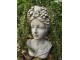 Šedý antik cementový květináč hlava ženy s květy - 22*21*35 cm Clayre & Eef