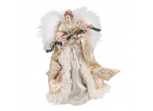 Anděl ve zdobných růžových šatech na špičku stromku Angel Chris - 21*12*35 cm