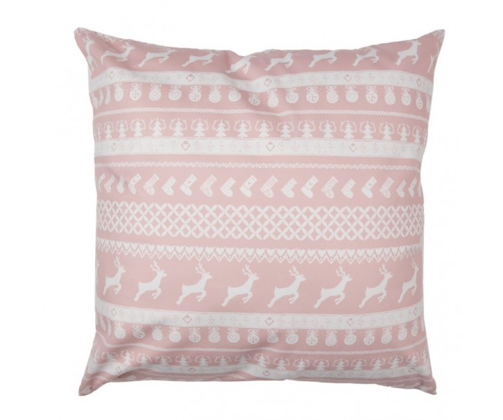 Zimní růžový povlak na polštář s jeleny Snowy Deer - 45*45 cm Clayre & Eef