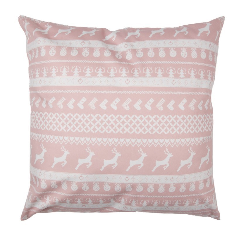 Zimní růžový povlak na polštář s jeleny Snowy Deer - 45*45 cm Clayre & Eef Zimní růžový povlak na polštář s jeleny Snowy Deer - 45*45 cm Clayre & Eef