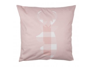 Růžový povlak na polštář s jelenem Snowy Deer - 45*45 cm