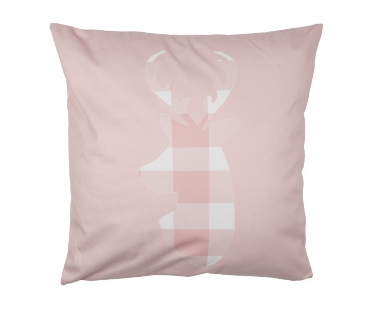Růžový povlak na polštář s jelenem Snowy Deer - 45*45 cm Clayre & Eef