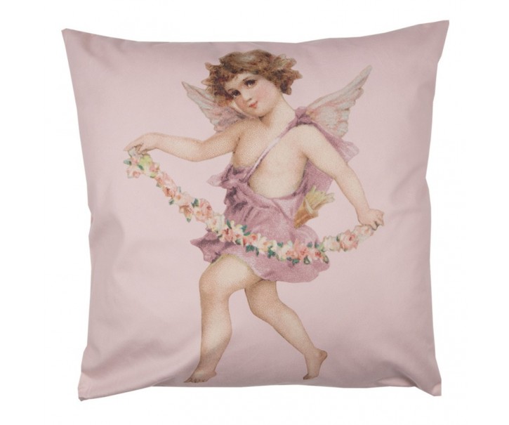 Růžový povlak na polštář s andělem Angel - 45*45 cm Clayre & Eef