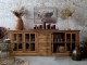 Hnědá dřevěná komoda se šuplíky a prosklenými dvířky Frances - 220*45*80 cm Chic Antique