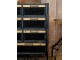 Černý kovový regál s drátěnými šuplíky zdobenými dřevem Factory - 107*34*86 cm Chic Antique