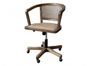 Antik dřevěná židle s výpletem a opěrkami na kolečkách Old French chair - 62*62*92 cm 