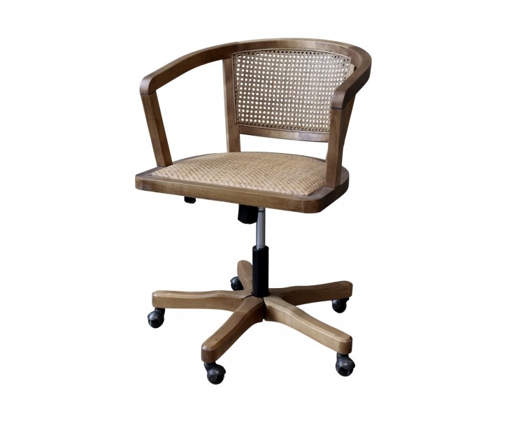 Antik dřevěná židle s výpletem a opěrkami na kolečkách Old French chair - 62*62*92 cm Chic Antique