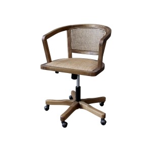 Antik dřevěná židle s výpletem a opěrkami na kolečkách Old French chair - 62*62*92 cm 