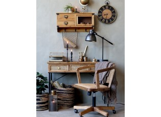 Antik dřevěná židle s výpletem a opěrkami na kolečkách Old French chair - 62*62*92 cm 