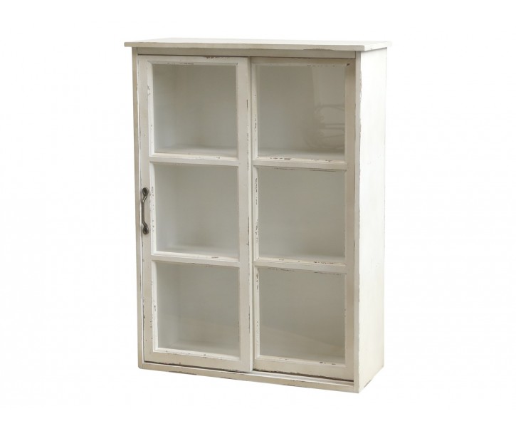 Krémová antik nástěnná dřevěná skříňka s posuvnými dvířky Milla - 52*20*70cm Chic Antique