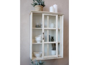 Krémová antik nástěnná dřevěná skříňka s posuvnými dvířky Milla - 52*20*70cm