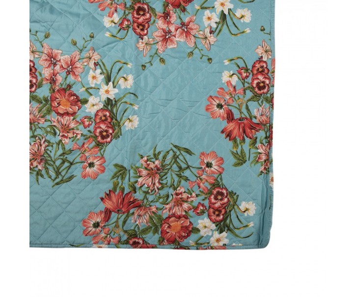 Modrý přehoz na jednolůžko s květinovým motivem Flowery - 140*220 cm Clayre & Eef