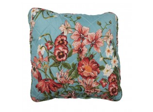 Modrý povlak na polštář s květinovým motivem Flowery - 40*40 cm