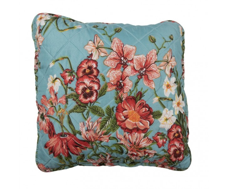 Modrý povlak na polštář s květinovým motivem Flowery - 40*40 cm Clayre & Eef