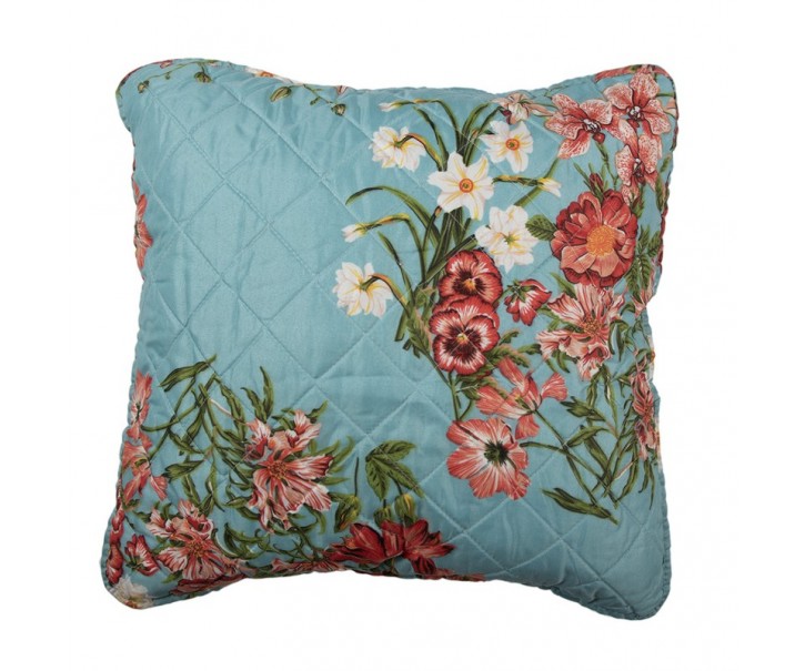 Modrý povlak na polštář s květinovým motivem Flowery - 50*50 cm Clayre & Eef