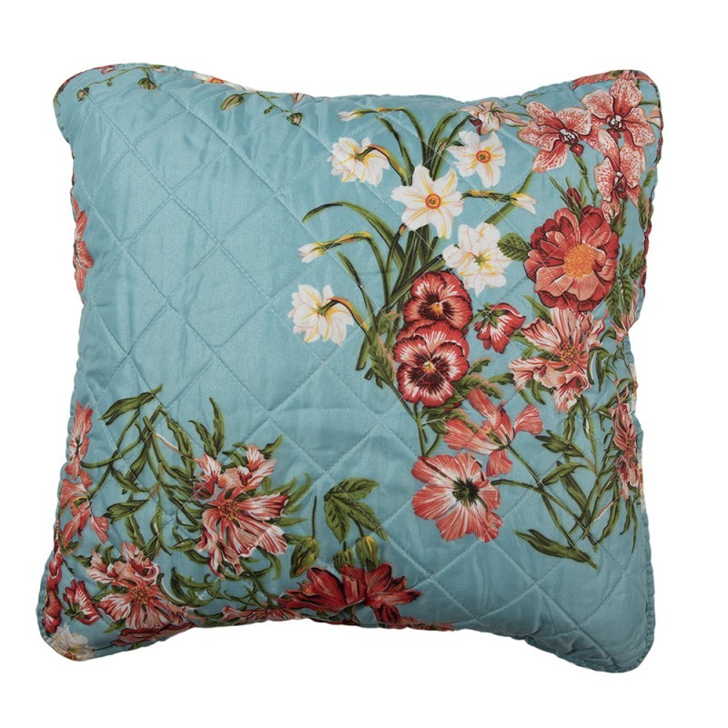 Modrý povlak na polštář s květinovým motivem Flowery - 50*50 cm