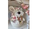 Dekorativní soška králíček v šálku posetý květinami - 13*10*15cm Clayre & Eef