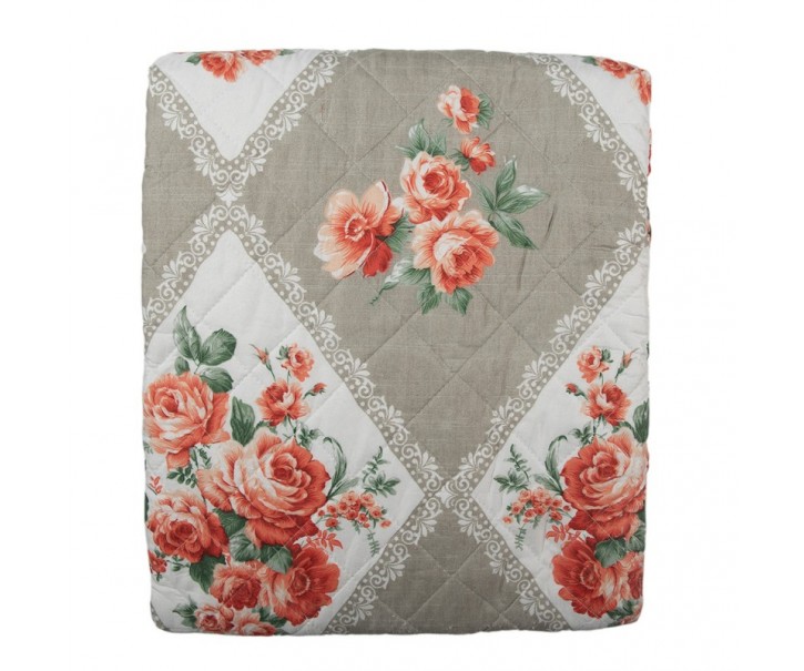 Šedý přehoz na jednolůžko s květinovým motivem Flowery - 140*220 cm Clayre & Eef