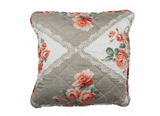 Šedý povlak na polštář s květinovým motivem Flowery - 40*40 cm