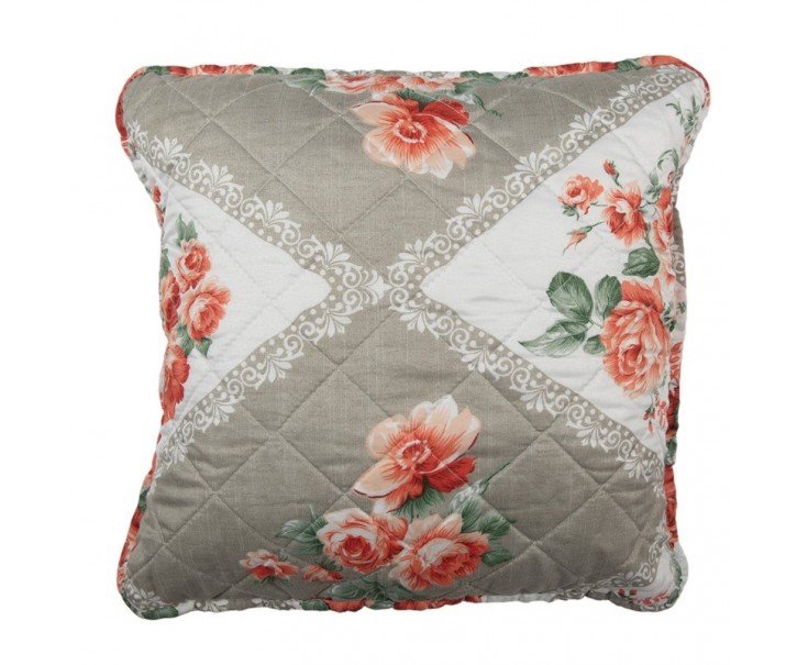Šedý povlak na polštář s květinovým motivem Flowery - 40*40 cm Clayre & Eef