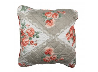 Šedý povlak na polštář s květinovým motivem Flowery - 50*50 cm