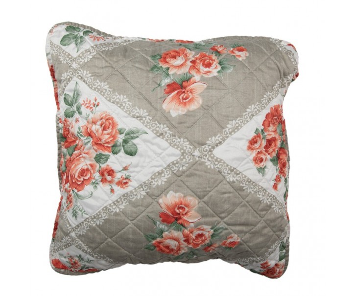 Šedý povlak na polštář s květinovým motivem Flowery - 50*50 cm Clayre & Eef