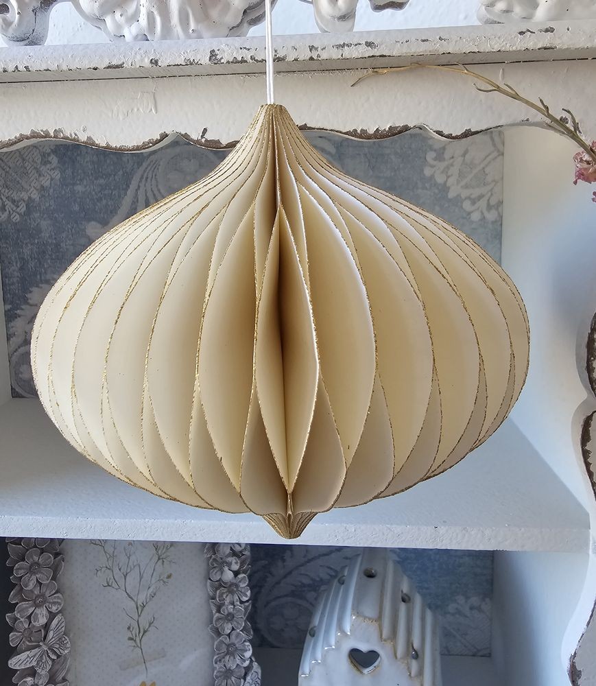 2 ks papírová krémová skládací vánoční ozdoba - Ø 12,5 *25 cm J-Line by Jolipa 2 ks papírová krémová skládací vánoční ozdoba - Ø 12,5 *25 cm J-Line by Jolipa