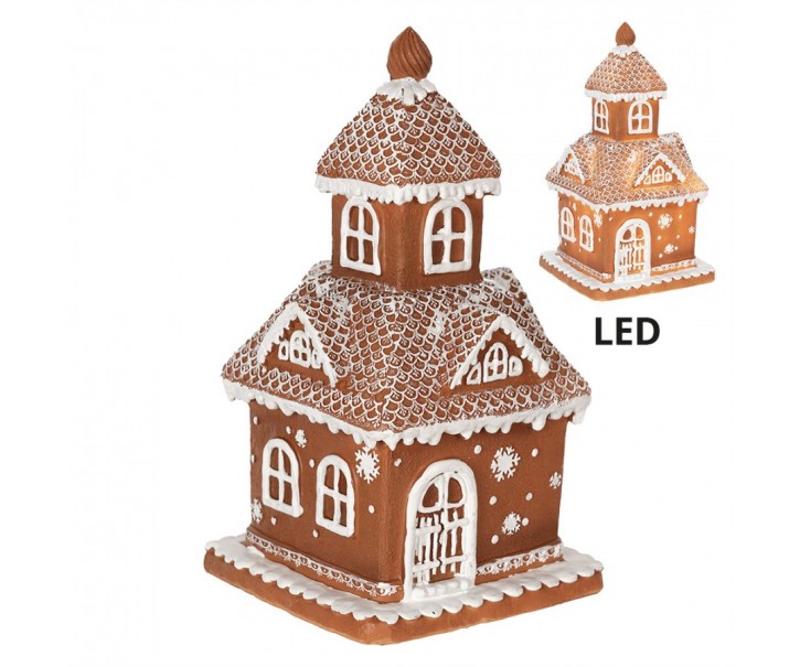 Vánoční perníková chaloupka s Led světýlky Gingerbread House - 14*14*25cm/ 3*AA Clayre & Eef
