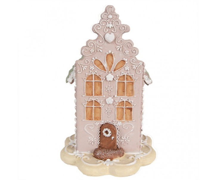 Růžová perníková chaloupka Gingerbread House - 13*13*20 cm Clayre & Eef