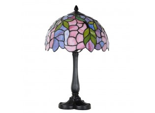 Růžová stolní lampa Tiffany LIlla - Ø 30*50 cm E27/max 1*60W