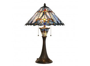 Modrá stolní lampa Tiffany Niebbo - Ø 40*61 cm E27/max 2*60W