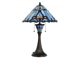 Modrá stolní lampa Tiffany Niebbo - Ø 40*61 cm E27/max 2*60W