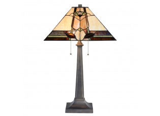 Béžovo-hnědá stolní lampa Tiffany Silvia - 45*45*80 cm E27/max 2*60W